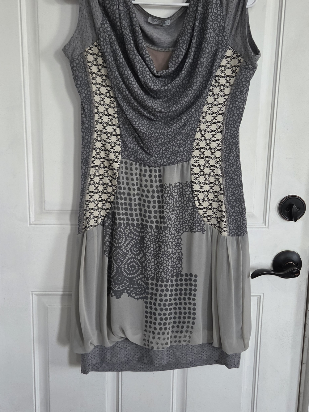 Cowl Neck Patchwork Mini Dress in Gray(D41)
